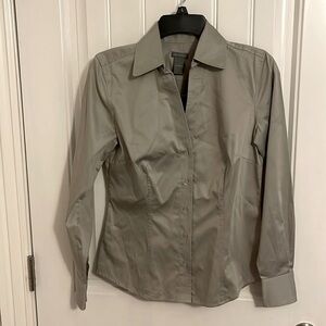Ann Taylor Plaid Essential Shirt women’s size 4 (S)  metal shiny gray fitted NWT